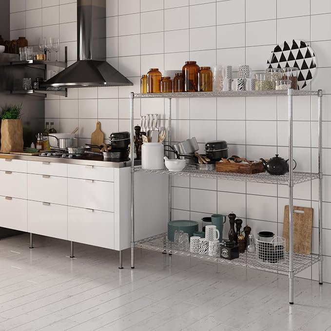 21" Deep x 54" Wide x 54" Height Wire Shelving Kit | 3-Tier | NSF Commercial - Image 6