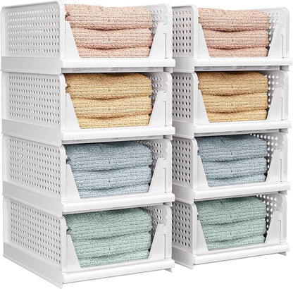 CTSNSLH 8 Pack Closet Organizers Stackable Storage Box | White stackable by CTSNSLH