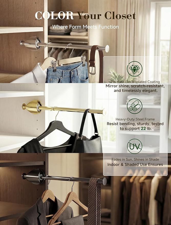 INMAKER Valet Rod for Closet Slide out | Pull out to 9.5" Hanger Rod for ≥12" - Image 2