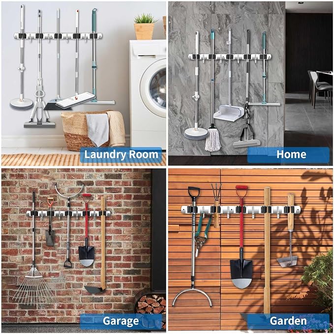 Broom Holder Wall Mount, Stainless Steel Broom Hanger Wall Mount, Heavy Duty - Image 5