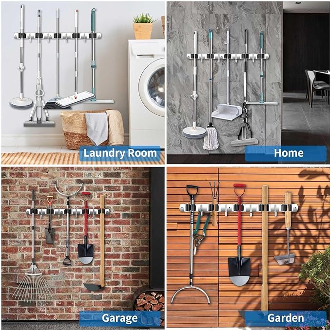 2 Pack Broom Holder Wall Mount, Stainless Steel Broom Hanger Wall Mount - Image 5