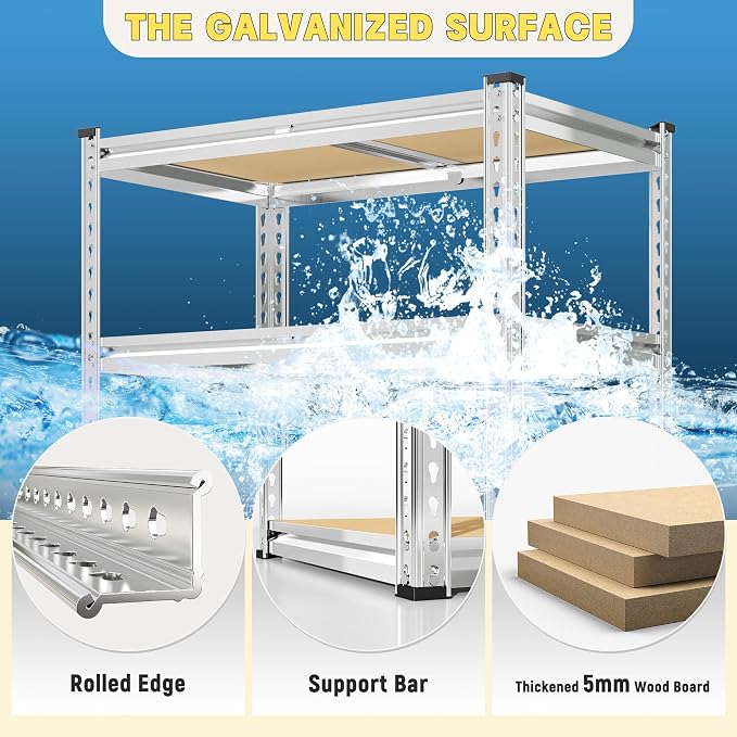 REIBII 2000LBS Storage Shelves 5 Tier Garage Shelving Heavy Duty Metal Shelving - Image 5