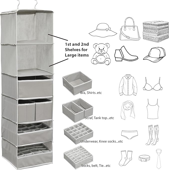 Simple Houseware 6 Shelf Hanging Closet Organizer - Image 2