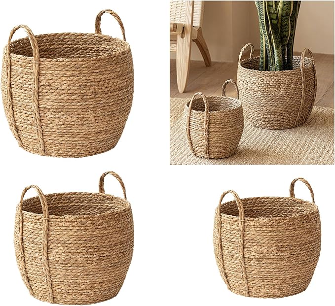 Woven Planter Basket, Natural Handwoven - Image 2