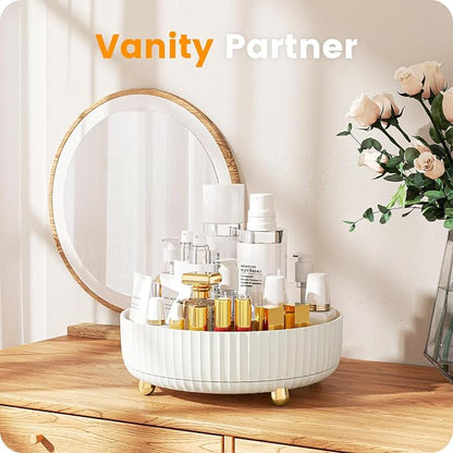 A-LuGei 【Elegant White】 11" Perfume Organizer, 【360° Rotating】 Vanity Organizer - Image 2