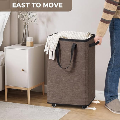 Goodpick Laundry Basket with Wheels, 75L Collapsible Laundry Baskets with - Image 3