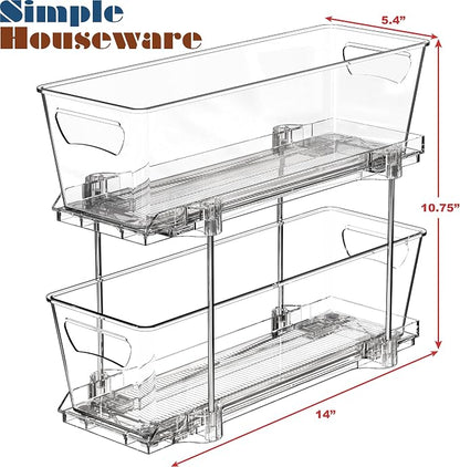 Simple Houseware 2-Tier Narrow Basket Drawer Cabinet Pull-Out Organizer - Image 5