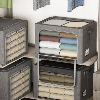 4 Pack Clothes Storage Bins - 36L Stackable Storage Box with Lid，Foldable - Image 6