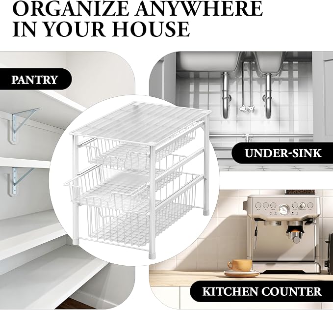 Simple Houseware Stackable 3 Tier Sliding Basket Organizer Drawer - Image 8