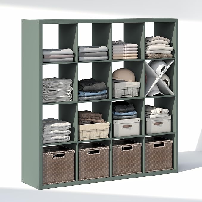 Furinno Cubic Extra Thick 16-Cube Closet Organizers and Storage, Sage Green | - Image 5