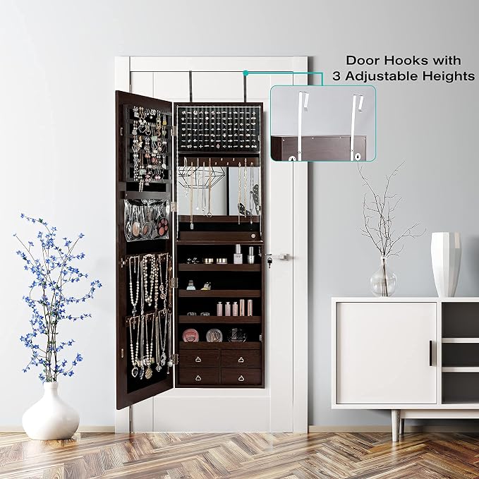 CHARMAID LED Strip Jewelry Armoire - Image 7
