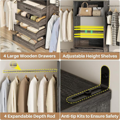 Aheaplus Closet System, 4-9 Ft Closet Organizer - Image 3