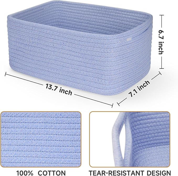 3-Pack Storage Baskets for Organizing | Woven Shelf Toy Basket | Rope Baskets - Image 3