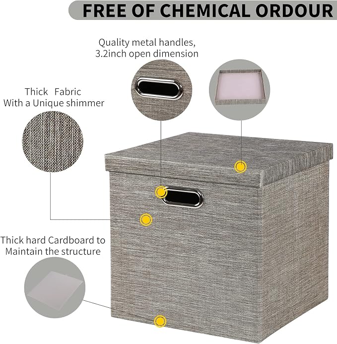 Posprica Storage Bins with Lids, 13×13×13 Foldable Storage Cube Baskets Boxes - Image 4