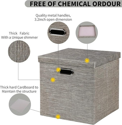Posprica Storage Bins with Lids, 13×13×13 Foldable Storage Cube Baskets Boxes - Image 4