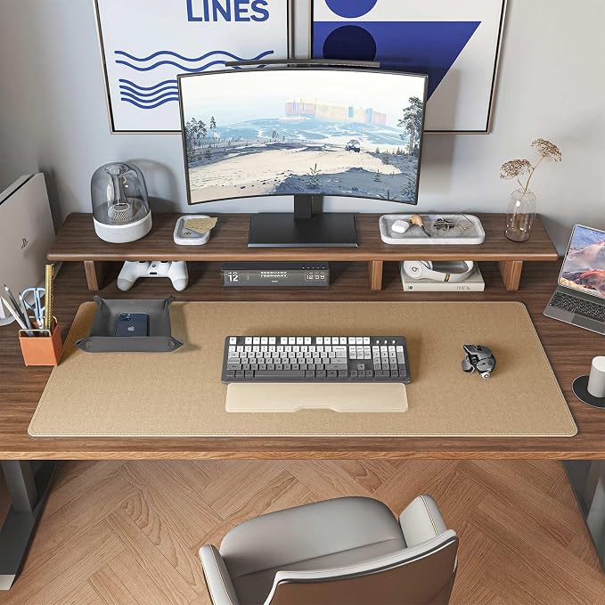 DAWNTREES Dual Sided Desk Mat, Leather Desk Pad, Cork Desk Mat Protector - Image 7