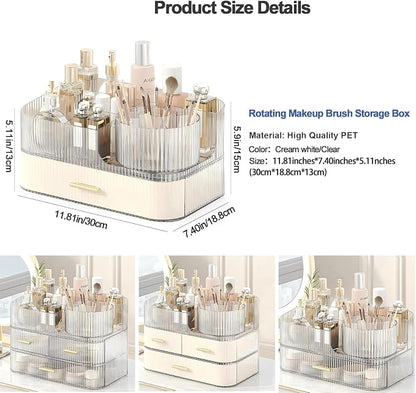 DASITON Makeup Organizer with Drawers and Rotating Makeup Brush Holder - Image 7