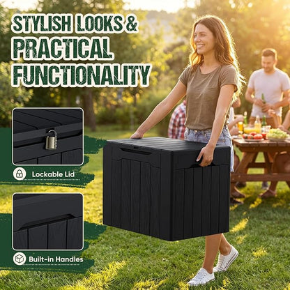 Devoko 29 Gallon Waterproof Outdoor Storage Box Resin Deck Box Lockable and UV - Image 2