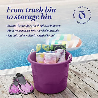 HOMZ 2-Pack Utility Tub, Large Plastic Storage Bucket - Image 7