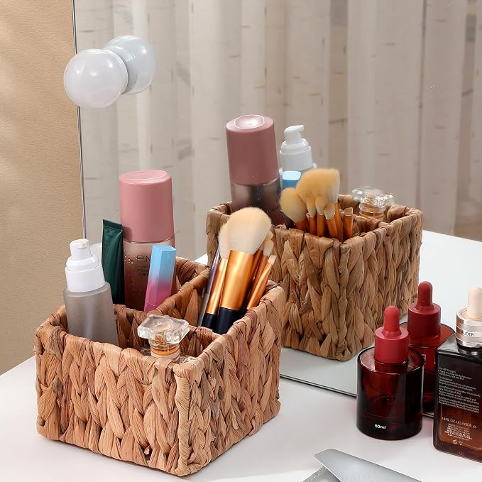 Wicker Remote Control Holder Hand Woven Water Hyacinth Storage Basket - Image 2