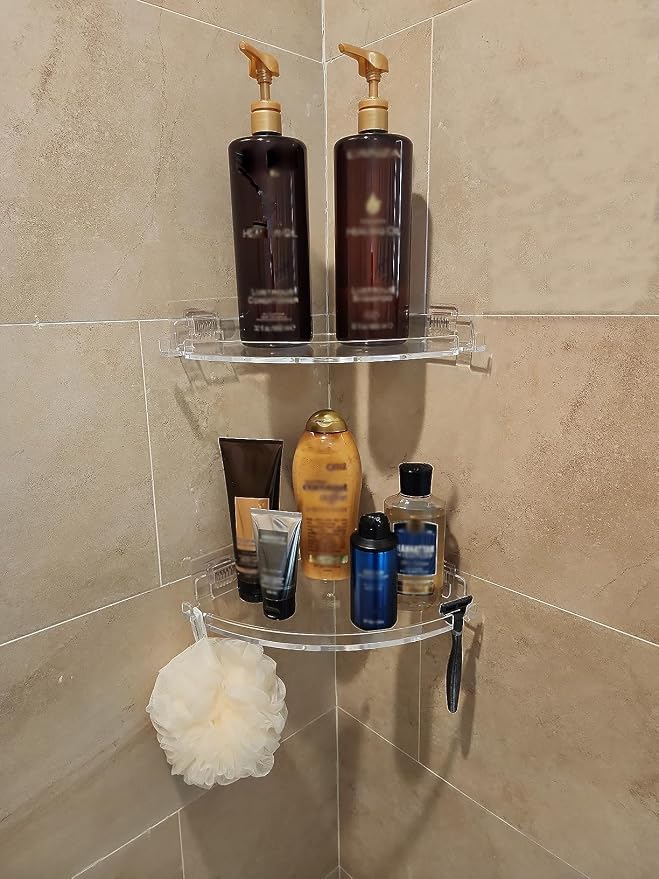 JiePai Acrylic Corner Shower Caddy Shelf - Image 5