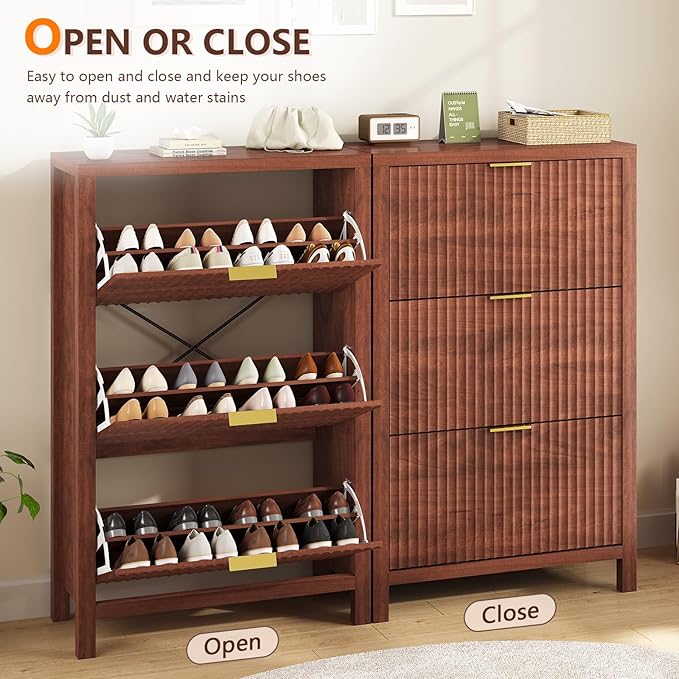 32" Fluted Shoe Cabinet Storage - Image 7