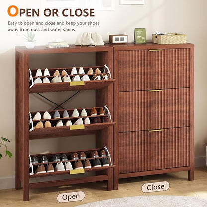 32" Fluted Shoe Cabinet Storage - Image 7