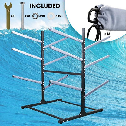 Adjustable Kayak Storage Rack, Freestanding Sup Storage Stand, Weatherproof - Image 5