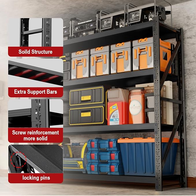 4000LBS Garage Shelving Heavy Duty, 42” W Storage Shelves, 4-Tier Adjustable - Image 5