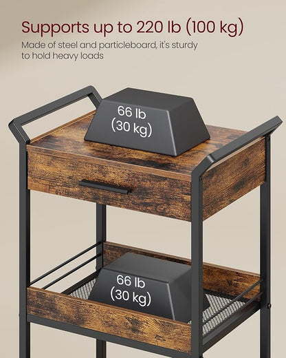 VASAGLE Storage Cart, 3-Tier Rolling Utility Cart - Image 3