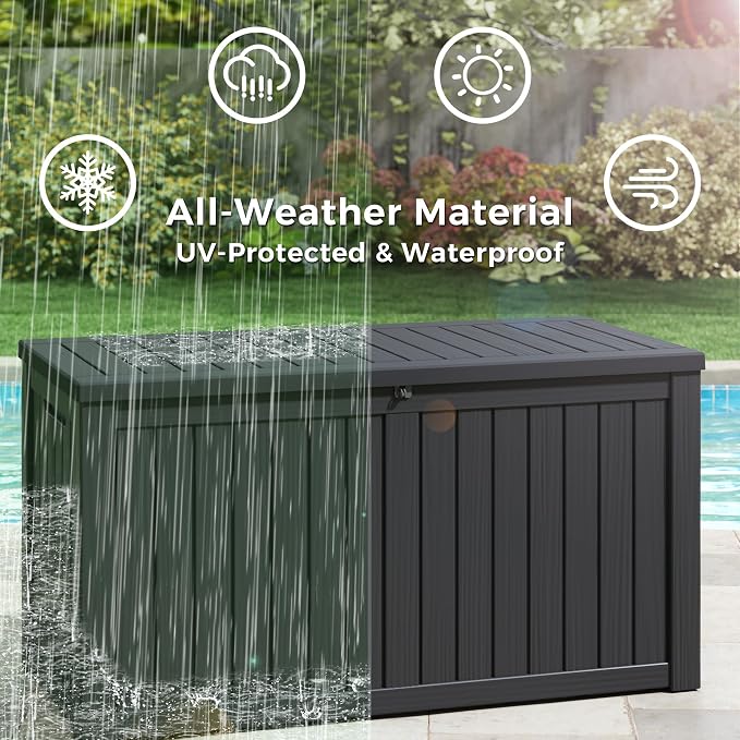 150 Gallon Resin Deck Box, Large Indoor and Outdoor Storage Box, Weatherproof - Image 3