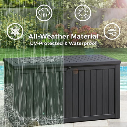 150 Gallon Resin Deck Box, Large Indoor and Outdoor Storage Box, Weatherproof - Image 3
