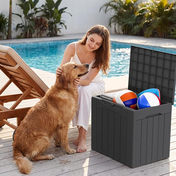 Devoko 29 Gallon Waterproof Outdoor Storage Box Resin Deck Box Lockable and UV - Image 5