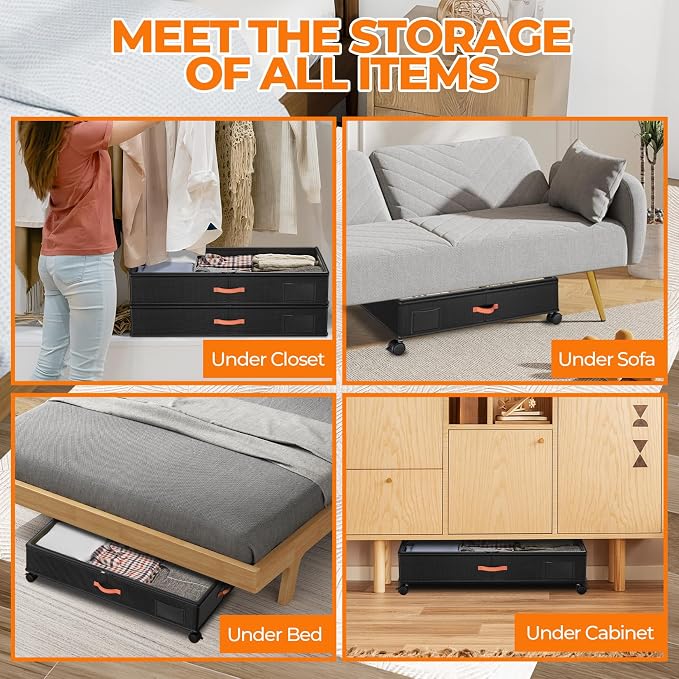 Under Bed Storage with Wheels, XXL Large Under the Bed Storage Organizer Bins - Image 6