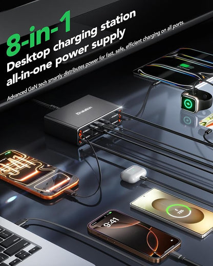 8-in-1 Retractable Charger for Apple Samsung USB C Gan Multiple Devices | 105W - Image 3