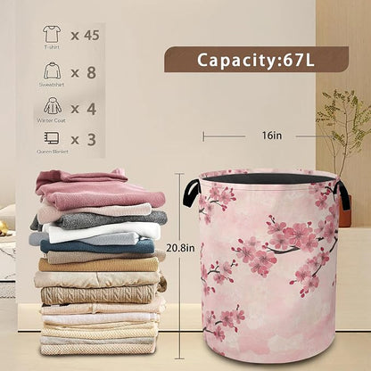 Laundry Hamper, Cherry Blossom Waterproof Oxford Cloth Storage Basket - Image 3