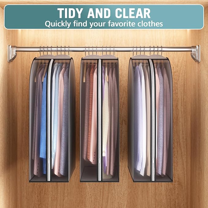 10" Gusseted Garment Bags for Hanging Clothes 32" Suit Bags for Open Closet - Image 6