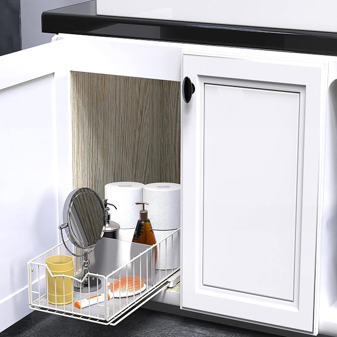 Simple Houseware Pull-Out Cabinet Sliding Basket, 17.2Dx9.7Wx5H, Under Sink or - Image 4