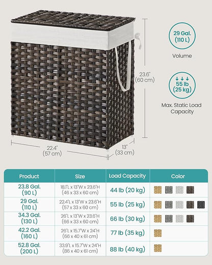 SONGMICS Laundry Hamper with Lid, 110L Clothes Hamper with 2 Removable Liner - Image 6