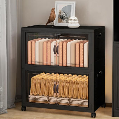 Storage Bins with Lids and Wheels, Collapsible Bathroom Storage Cabinet with by Unknown