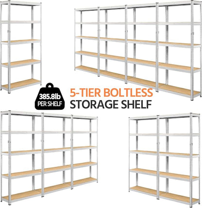 Topeakmart 5-Tier Utility Shelves, Metal Storage Shelves Garage Shelving Unit - Image 7