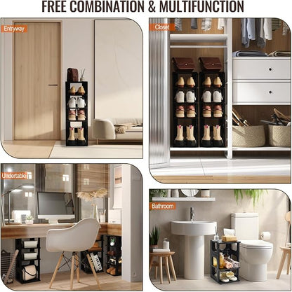 TRZZ 8-Tier Shoe Rack, Narrow Stackable Organizer, Vertical Efficient Shoe - Image 7