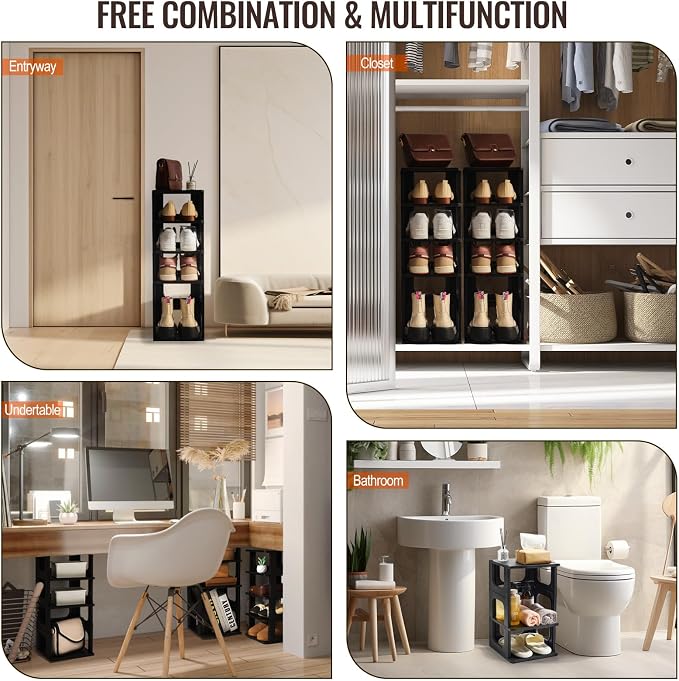 TRZZ 5-Tier Small Shoe Rack, Vertical Narrow Stackable Organizer - Image 5