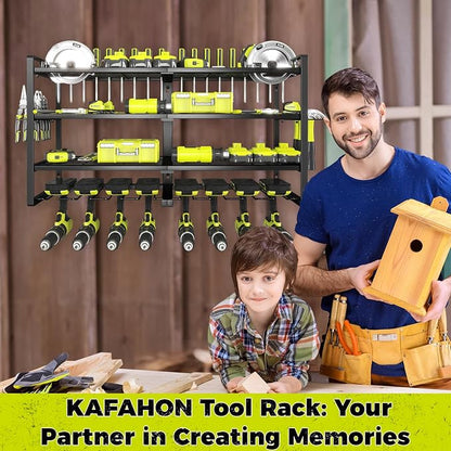 KAFAHOM Power Tool Organizer-8 Drill Holder Wall Mount, 4 Layer Heavy Duty - Image 6
