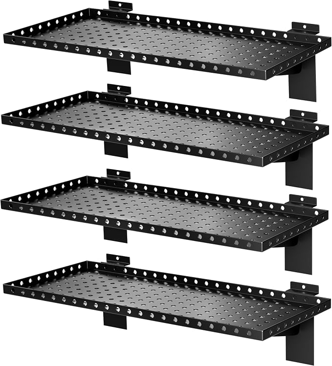 4 Pack Slatwall Shelves, Heavy Duty Metal Slat Wall Shelf by BOBIBAN