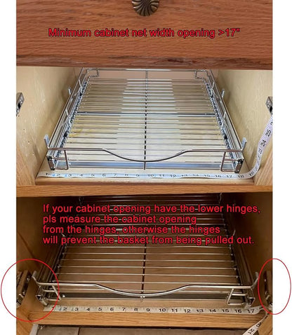 DINDON 1 Tier Pull Out Cabinet Organizer Heavy-Duty Metal Sliding Drawer Shelf - Image 3