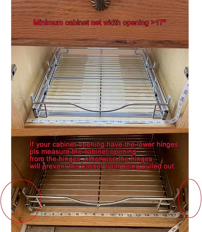 DINDON 1 Tier Pull Out Cabinet Organizer Heavy-Duty Metal Sliding Drawer Shelf - Image 3