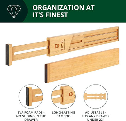 Bamboo Drawer Dividers Organizers, Adjustable Drawer Separator Splitters - Image 8
