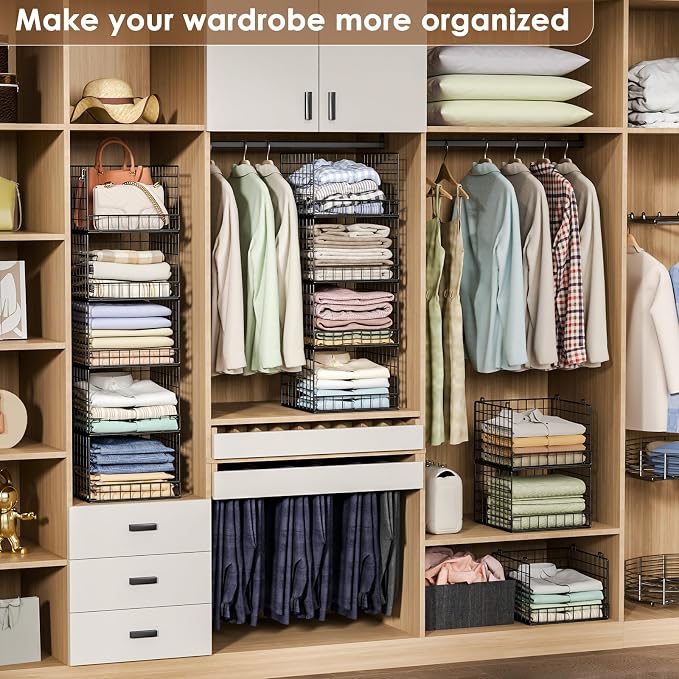 5-Tier Stackable Closet Organizers and Storage Baskets, Closet Shelf Organizer - Image 9