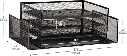 Mind Reader Desktop Organizer, File Storage, Paper Tray, Metal Mesh, 16.75"L x - Image 3